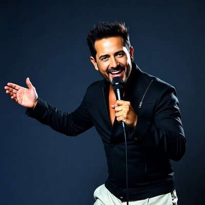 Man singing with microphone