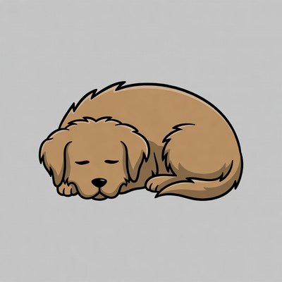 Sleeping Golden Retriever Puppy Illustration