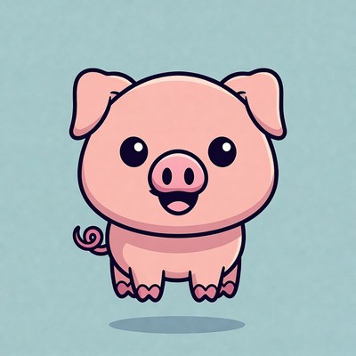 Cute cartoon pink pig
