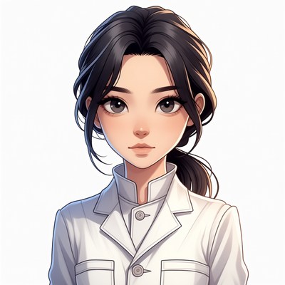 Anime girl in white coat