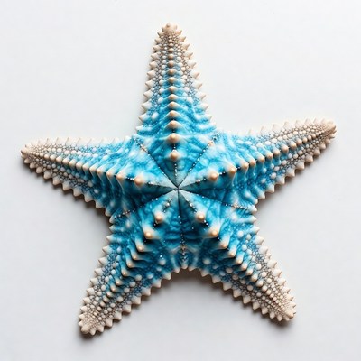Blue starfish on white background
