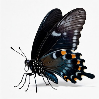 Black butterfly with orange spots