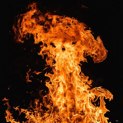 Intense Flames on Black Background