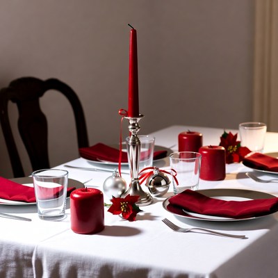 Red Christmas Holiday Table Setting