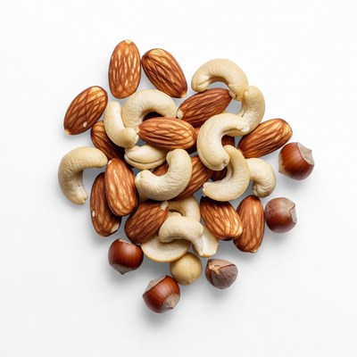 Mixed Almonds Cashews Hazelnuts Pile