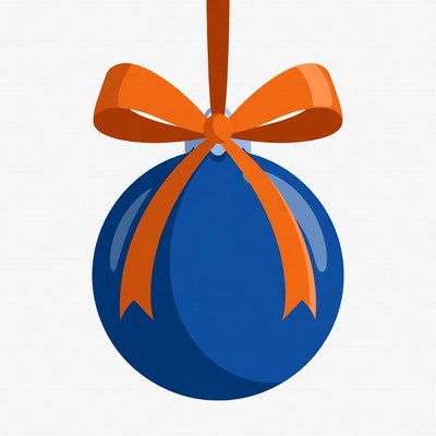 Blue Christmas ornament with orange bow