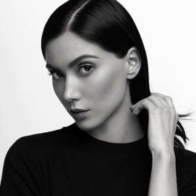 Woman touching hair closeup