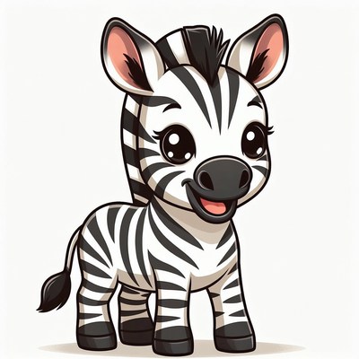 Cute cartoon baby zebra smiling