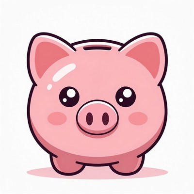 Cute Pink Piggy Bank Illustration