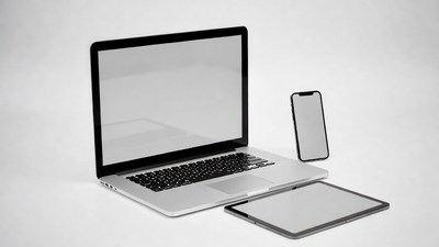 Laptop Smartphone Tablet on White Background