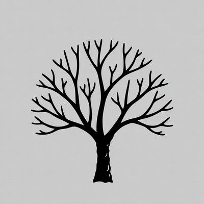 Black silhouette bare tree