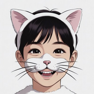 Asian boy in cat costume