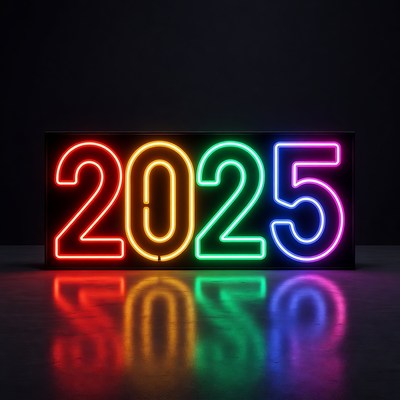 Rainbow Neon 2025 Sign