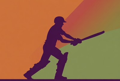 Silhouette of Cricket Batsman Swinging Bat