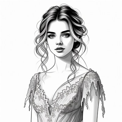Woman in lace gown portrait