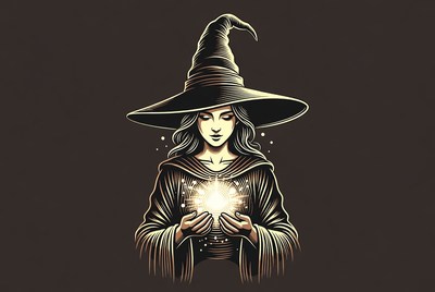 Witch holding glowing magic orb