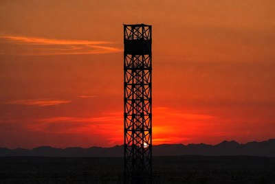 Silhouette tower at sunset