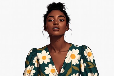 African-American woman in floral dress