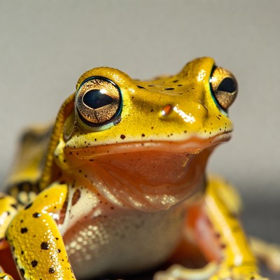 Yellow tree frog close-up