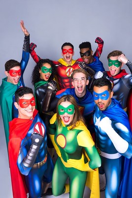 Diverse Superheroes Group Posing Energetically