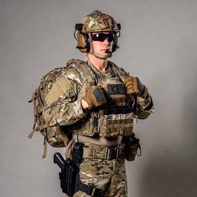 ICE Soldier in Camouflage Gear