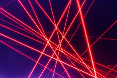 Red Laser Beams on Dark Background