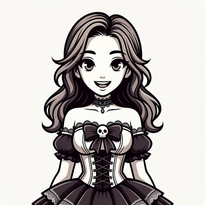 Anime girl in gothic lolita dress