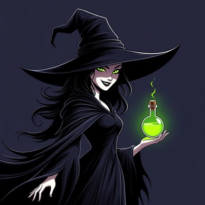 Witch holding glowing green potion