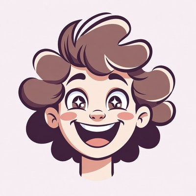 Cartoon boy smiling happily