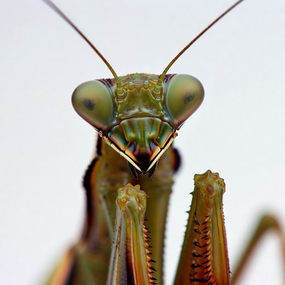 Close-up green praying mantis