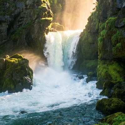 Majestic Waterfall in Mossy Canyon
