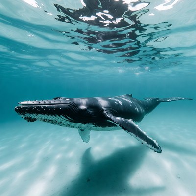 Humpback Whale Swimming Underwater