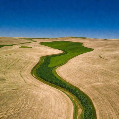 Green River Winding Through Golden Fields