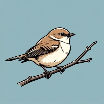 Brown sparrow perched on branch