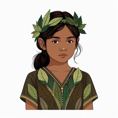 Girl wearing cannabis leaf crown