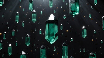 Floating Green Emerald Crystals