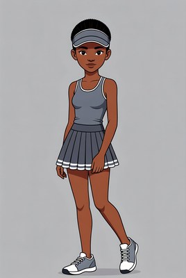African-American girl in tennis uniform