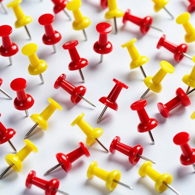 Red and Yellow Push Pins