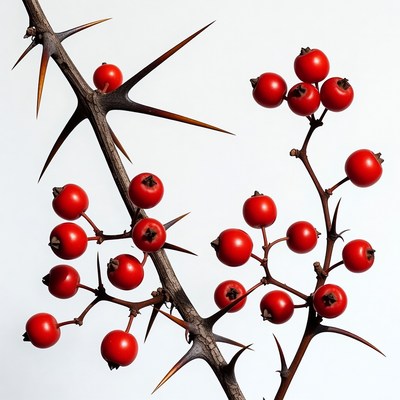Red Berries on Thorny Branches