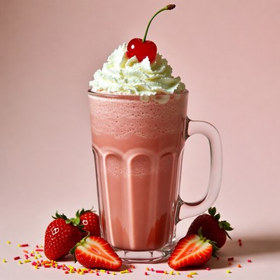 Strawberry Milkshake with Whipped Cream