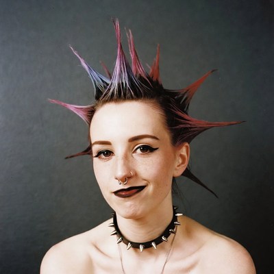 Woman with colorful punk mohawk