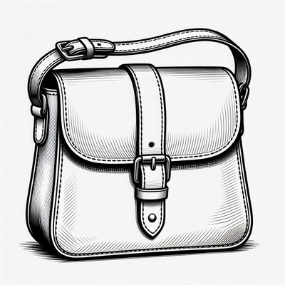 Black and white handbag illustration