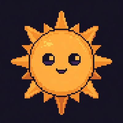 Cute Pixel Art Smiling Sun