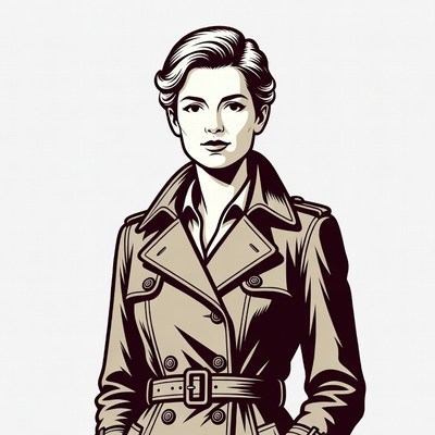 Woman in trench coat illustration