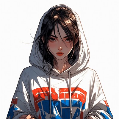Asian woman in white hoodie