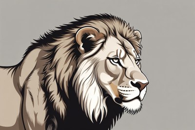 Lion head profile illustration