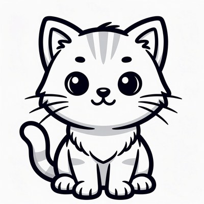 Cute kawaii tabby cat illustration