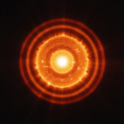 Fiery Sun with Radiating Rings