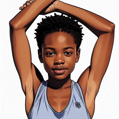 African-American woman stretching arms