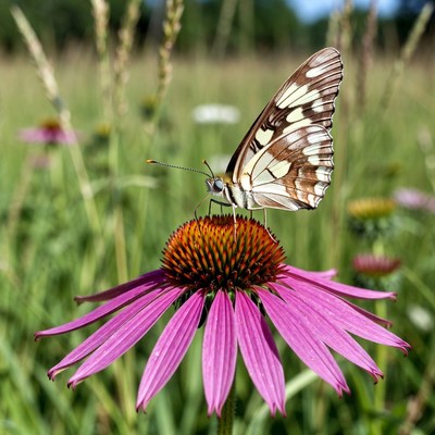 White Admiral Butterfly on Pink Coneflower